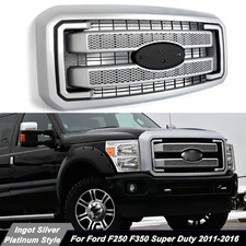 UX Ingot Silver Grille Platinum Style For 2011-2016 Ford F250 F350 F-250 F-350 picture