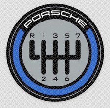 Porsche 7 Speed Manual Shift Pattern Decal - Blue Standard Print 991 992 718 picture