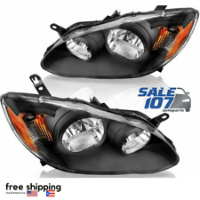For 2003-2008 Toyota Corolla Headlights Headlamps Black Housing Set Left+Right picture