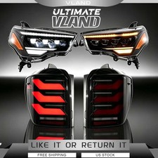 2Pairs LED Headlights+ Smoked Tail Lights For Toyota 4Runner 2014-2021 Animation picture
