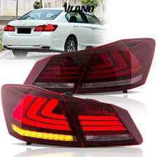Pair VLAND RED CLEAR LED Tail Lights W/DRL Sequential For 2013-2015 Honda Accord picture