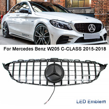 GTR Style Grill Grille For Mercedes Benz W205 C250 C300 C43 2015-18 W/LED Emblem picture