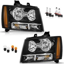 WEELMOTO Black Headlights For 2007-2014 Chevy Suburban Tahoe Avalanche LH+RH picture