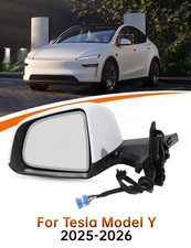 Left Pearl White Heated Mirror 13 pin W/ Auto Dimming For 2025 26 Tesla Model Y picture