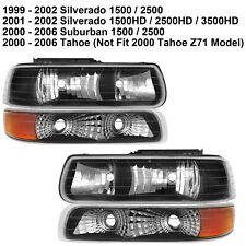 Headlights w/ Bumper Light For 99-02 Chevy Silverado 00-06 Tahoe Suburban L+ R picture