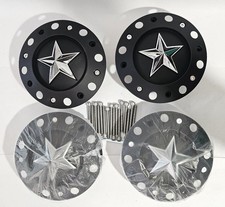 Set of 4 Wheel Center Cap 1000775 KMC XD Rockstar Matte Black Chome Star picture