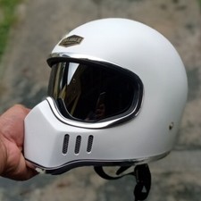 SALE VINTAGE CUSTOM HELMET LOCOMOTO WHITE CAFE RACER CHOPPER BOBBER MOTORCYCLE picture