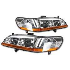 Fit 1998-2002 Honda Accord Pair Chrome Housing Amber Corner Headlight Headlamp picture