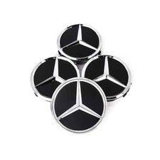 4PCS set Mercedes-Benz Wheel Center Hub Caps 75mm Black Logo Badge Emblem picture