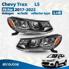 For 2017-2022 Chevrolet Trax Halogen Chrome w/ BulbS Headlight Pair Right +Left picture