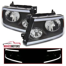 Black Headlights Fits 2004-2008 Ford F150 2006-2008 Lincoln Mark LT LED Strip picture
