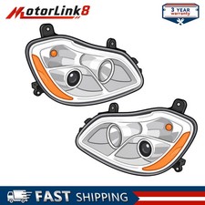 Pair Right+Left Side Chrome Headlight Head Lamp For Kenworth T680 2011-2022 picture