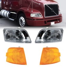Pair 1998-2011 Volvo VNL 300 VNM 200 Daycab Truck Headlights with Corner Lamps picture