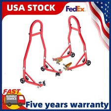 2PCS Heavy Duty Motorcycle Stand Lift Front & Rear Combo Stands 900Lbs Capacity  picture