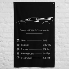 Countach LP5000 S Quattrovalvole 1986 Car Silhouette Flag 3x5 ft Garage Banner picture