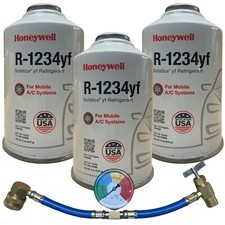 Honeywell R1234yf Solstice Refrigerant MVAC Gauge Hose 3 Cans Self Sealing 8oz picture
