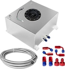 10 Gallon Slive Aluminum Fuel Cell Gas Tank+Cap+Level Sender+Steel Fuel Line Kit picture
