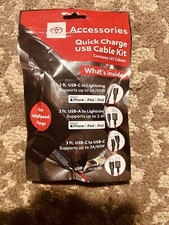 OEM TOYOTA QUICK CHARGE USB CABLE KIT PTQ76-00230 IPHONE ANDROID USBA USBC NEW picture