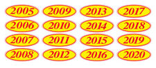 EZ-Line Car Dealer Oval Model Year Stickers Large Windshield Stickers Red Yellow picture