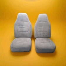 1992-1996 Ford F150 F250 F350 40/20/40 Bucket Seats Pair Gray No Tracks OEM picture