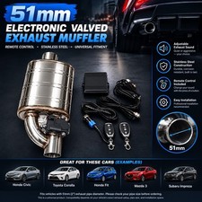 51mm Electronic Valved Exhaust Muffler Kit w/ Remote Control Stainless Steel picture