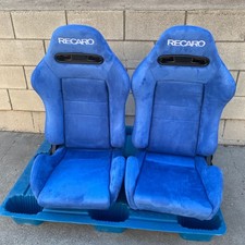 Recaro SR4 Style Recliner Blue Suede Bucket Seats Brand New Set 2 picture
