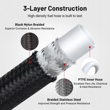 6AN PTFE Fuel Hose Line E85 Nylon Braided 5/16 Inch ID 20FT picture