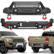 For 2016-2023 Toyota Tacoma Front/Rear Bumper w/12000lbs Winch Plate & LED Light picture
