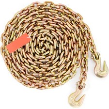 Uimoso 3/8'' x 20' Binder Chain G80 Transport Tow Chain with Hooks 7100lbs picture