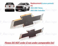 2PC Custom Front Rear Chrome Black Bowtie Emblems Fit 2021-2026 Suburban Tahoe picture