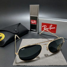 Ray-Ban RB3025 Aviator Pilot Sunglasses Gold Frame Glass Gray Lens 58-14 mm picture