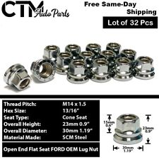 32x Ford OEM Factory Chrome 14x1.5 Flat Seat Open Lug Nut F250 F350 Super Duty picture