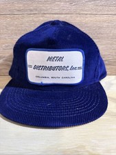 Vtg Metal Distributors INC Corduroy Trucker Hat Columbia SC SnapBack picture