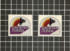 Two Small HACIENDA HONDA Motocross STICKERS Vintage Decal Sticker XR75 CR250M picture