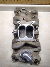 VTG Used Edelbrock Performer Aluminum 4 Barrel Intake # 2101, SBC 1955-86, USA picture