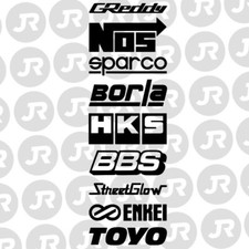 9 Car Automotive Sponsor Decals Pack JDM Drift Racing Sport Logos Gloss Black picture