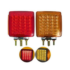 2pc Amber/Red 51 LED Double Face Stud Mount Pedestal Fender Stop Turn Tail Light picture