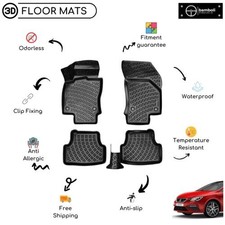 Custom Molded Rubber Floor Mat for Seat Leon 2013-Up (Black) picture