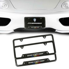 X2 Mugen Carbon Fiber Stainless Steel License Plate Frame Carbon Fiber Emblem  picture