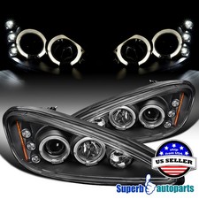 Fits 1999-2005 Pontiac Grand Am Halo Black Projector Headlights LED Bar 99-05 picture