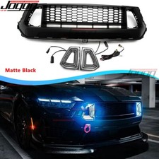 GT For Ford Mustang S650 GT 24-up Front Upper Mesh Grille W/DRL LED Matte Black picture