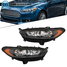 For 2013-2016 Ford Fusion Headlight Headlamps Assy Black Halogen Left&Right Side picture
