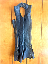 Hudson Leather Black Motorcycle Chaps Unisex Size S Mens Womens picture