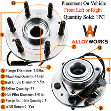 4WD Front Wheel Hub Bearing fit 14-2019 Chevy Silverado GMC Sierra 1500 W/ABS picture
