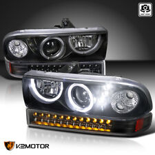 Fits 1998-2004 Chevy S10 Pickup Blazer Halo Projector Headlights+LED Bumper Lamp picture