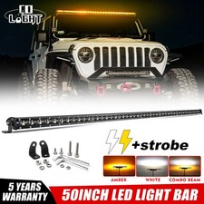 Roof 50inch White Amber LED Light Bar +Wire for Jeep Wrangler JL Gladiator JT picture