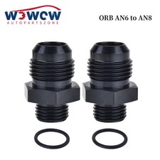 2PCS ORB-6 O-ring Boss AN6 6AN to AN8 8AN Male Adapter Fitting Black picture