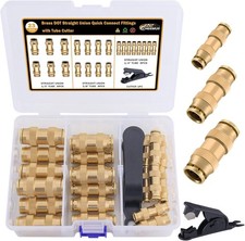 CheeMuii 23 PCS Brass DOT Air Line Fittings Kit 1/4 3/8 1/2 23PCS, Gold  picture