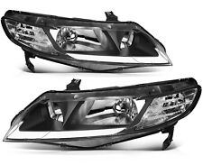 For 2006-2011 Honda Civic FA Sedan 4-Dr Black Pair Headlight Assembly W/ LED DRL picture
