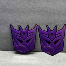 2x Decepticon Transformer Mask Car Fender Badge Acrylic Emblem Purple / Black. picture